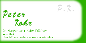 peter kohr business card